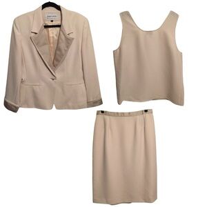 Albert Nipon Women’s 3 Piece Evening Suit Sz 12 Ivory Beaded Saks Fifth NEW $440